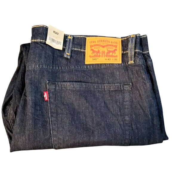 Levis Mens Water<Less Jeans Size W42 L32 Dark Denim Straight Leg - Picture 2 of 8